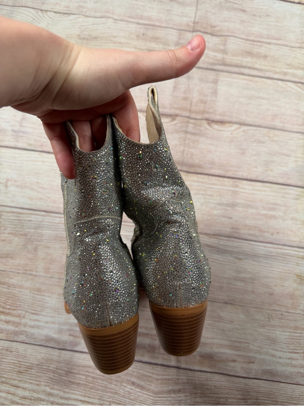 Coastal Cowboy Sparkle Western Ankle Boots - Silver Glitter Festival Concerts - Picture 5 of 7